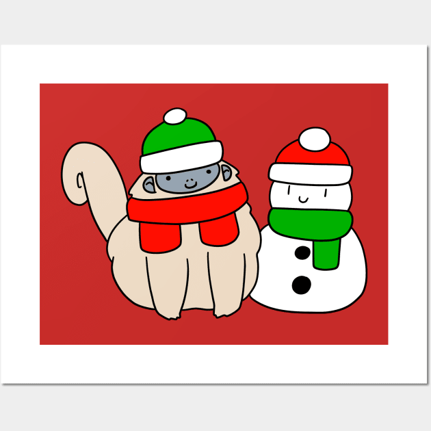 Fluffy Monkey and Snowman Wall Art by saradaboru